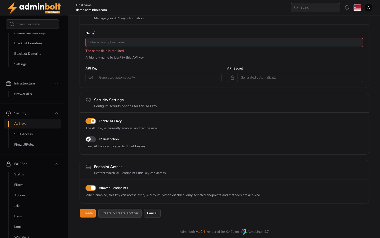 Create API Key