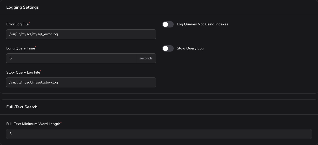Logging and Monitoring tab