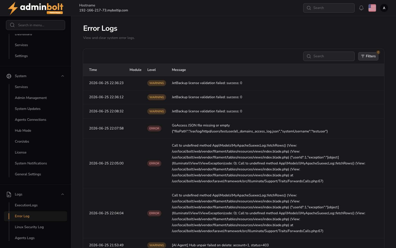 Error Log Page