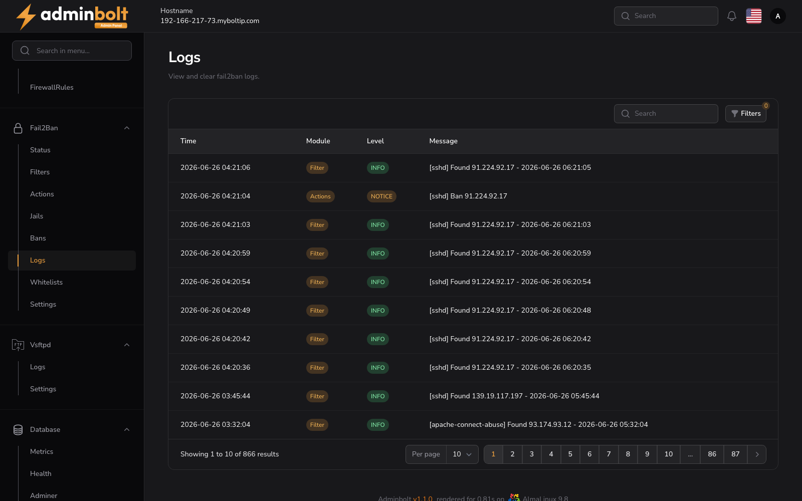 Fail2Ban Logs