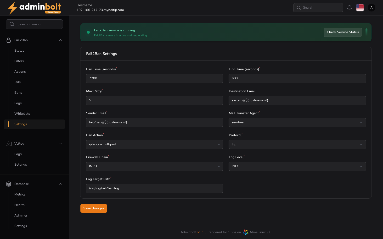 Fail2Ban Settings