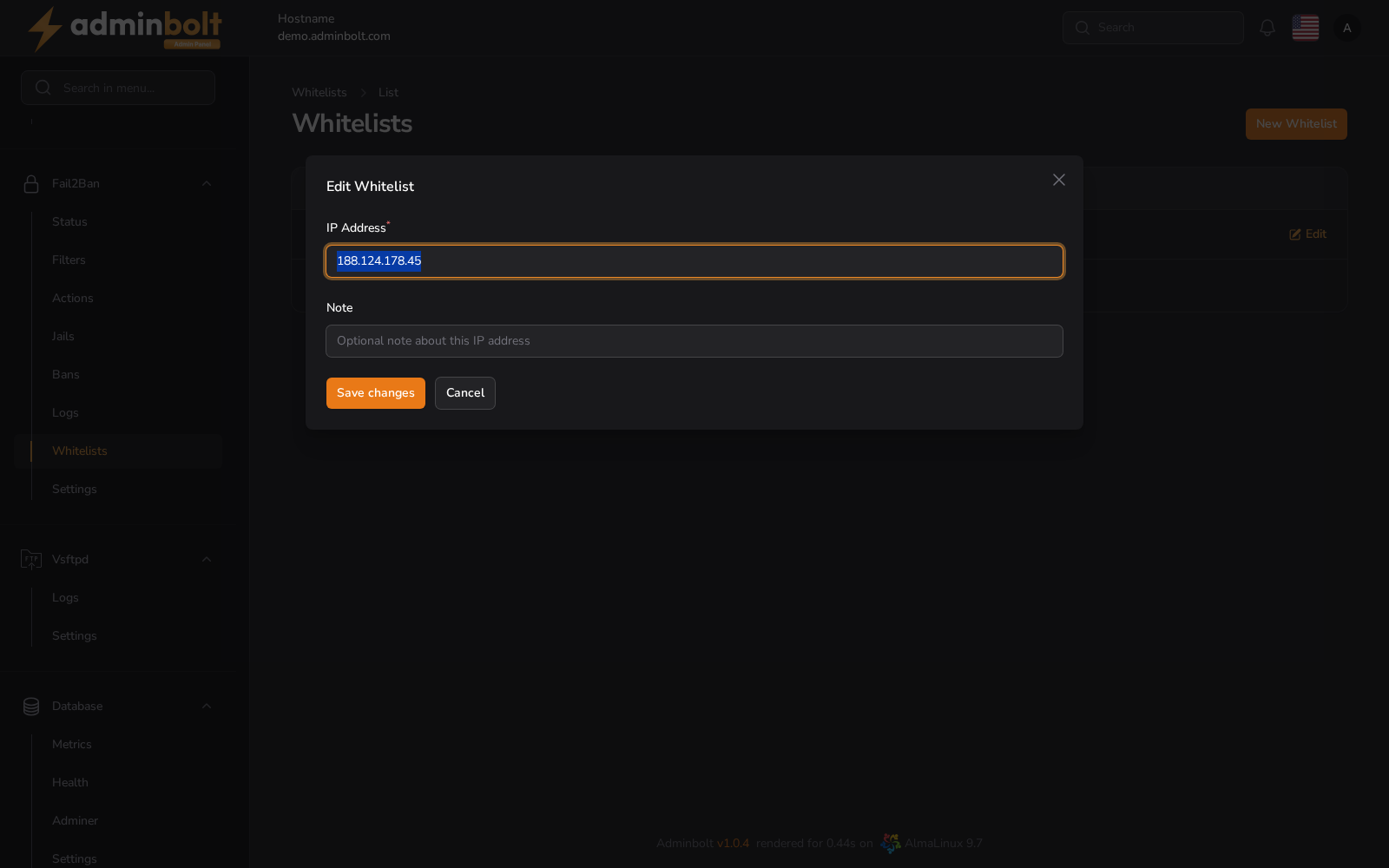 Edit Whitelist IP