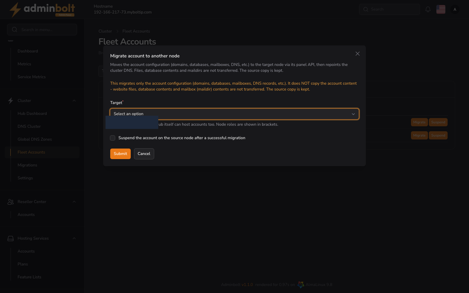 Migrate account