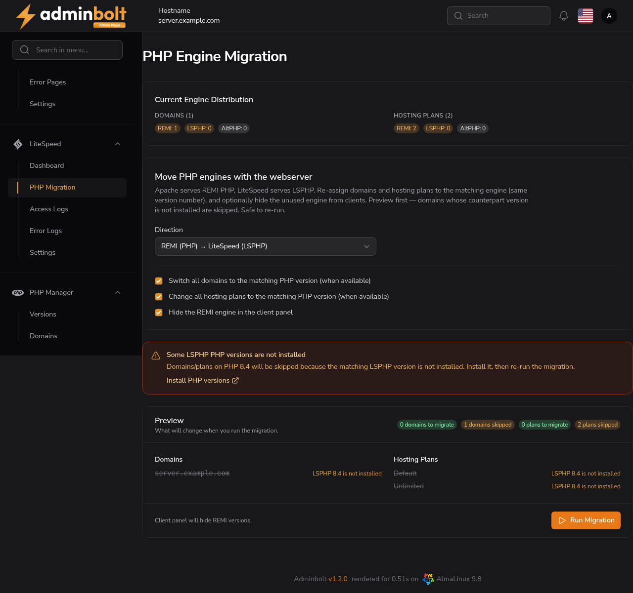 PHP engine migration preview
