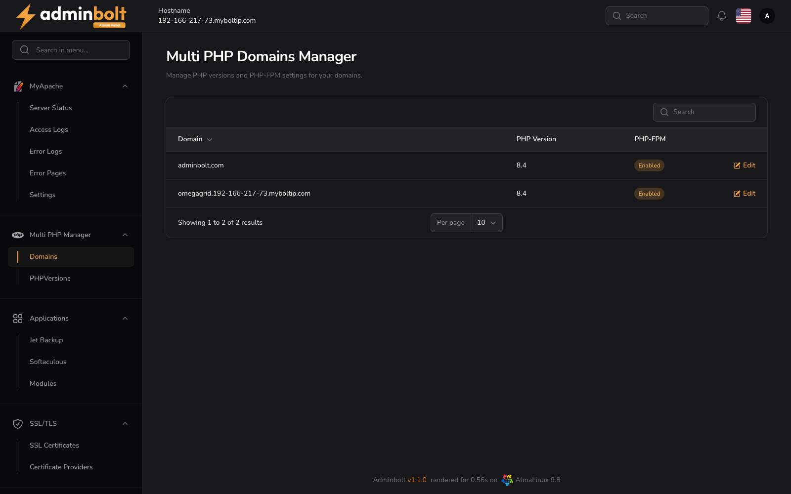 Multi PHP Domains Manager