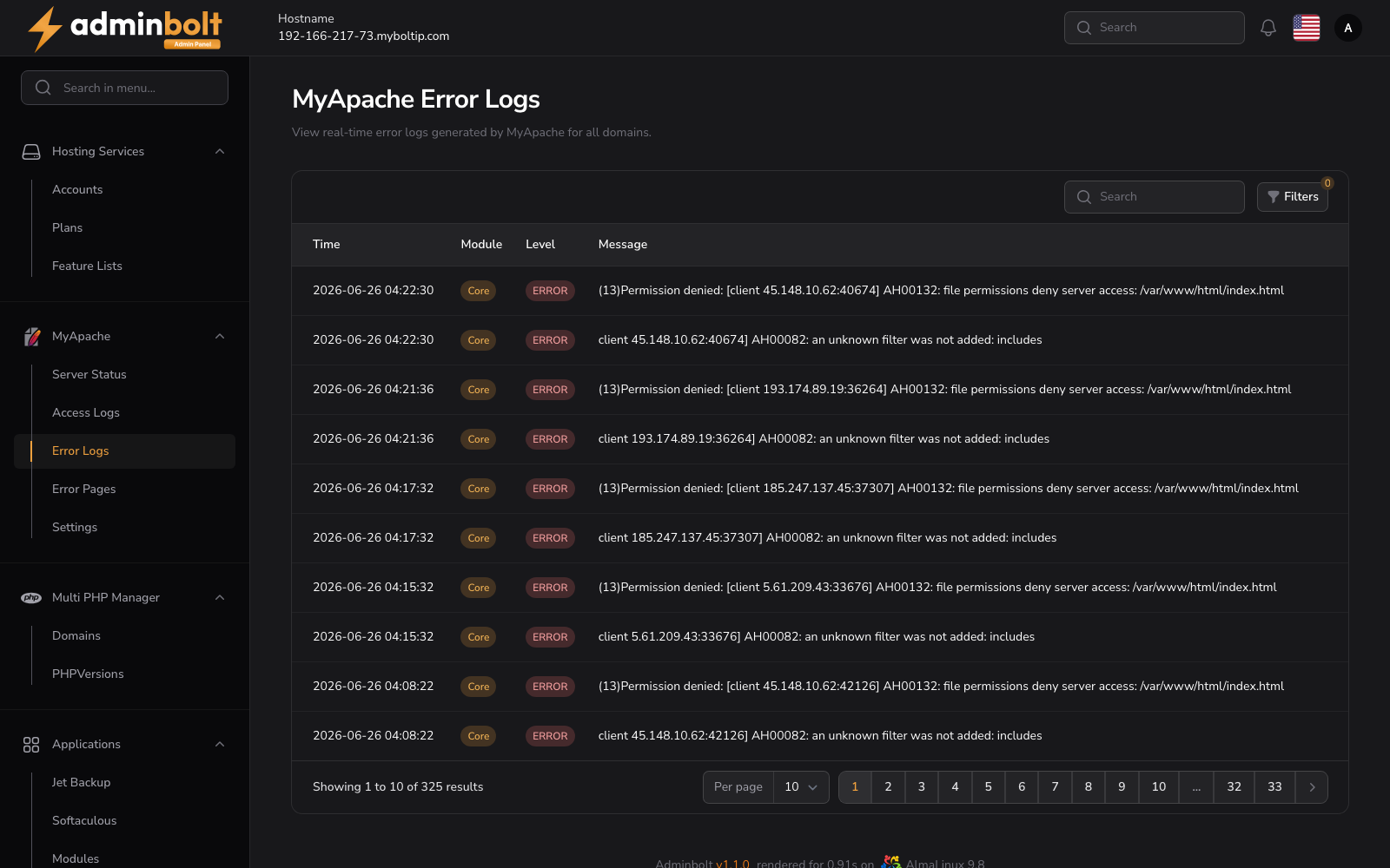 MyApache Error Logs