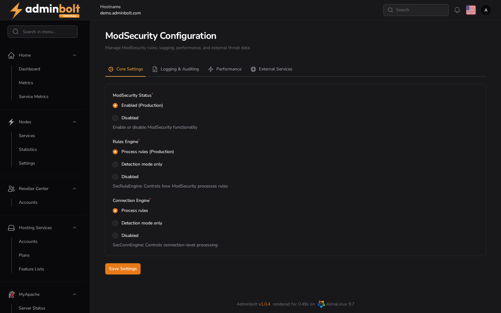 Core Settings