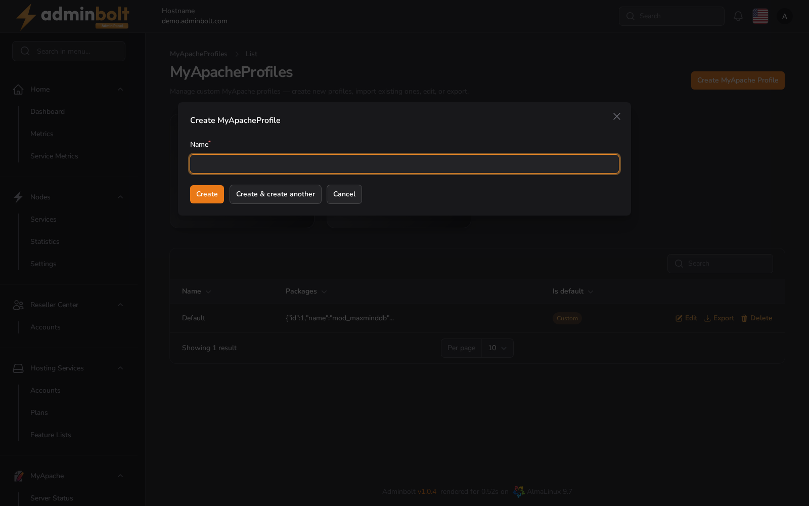 MyApache Profile Name