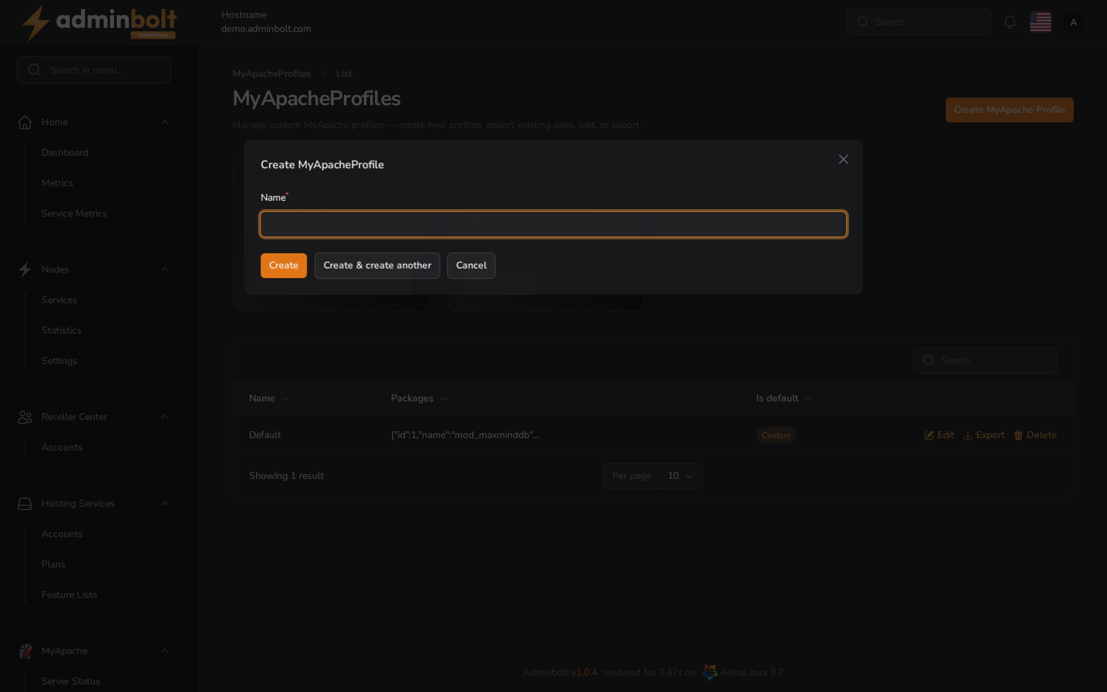 MyApache Profiles List