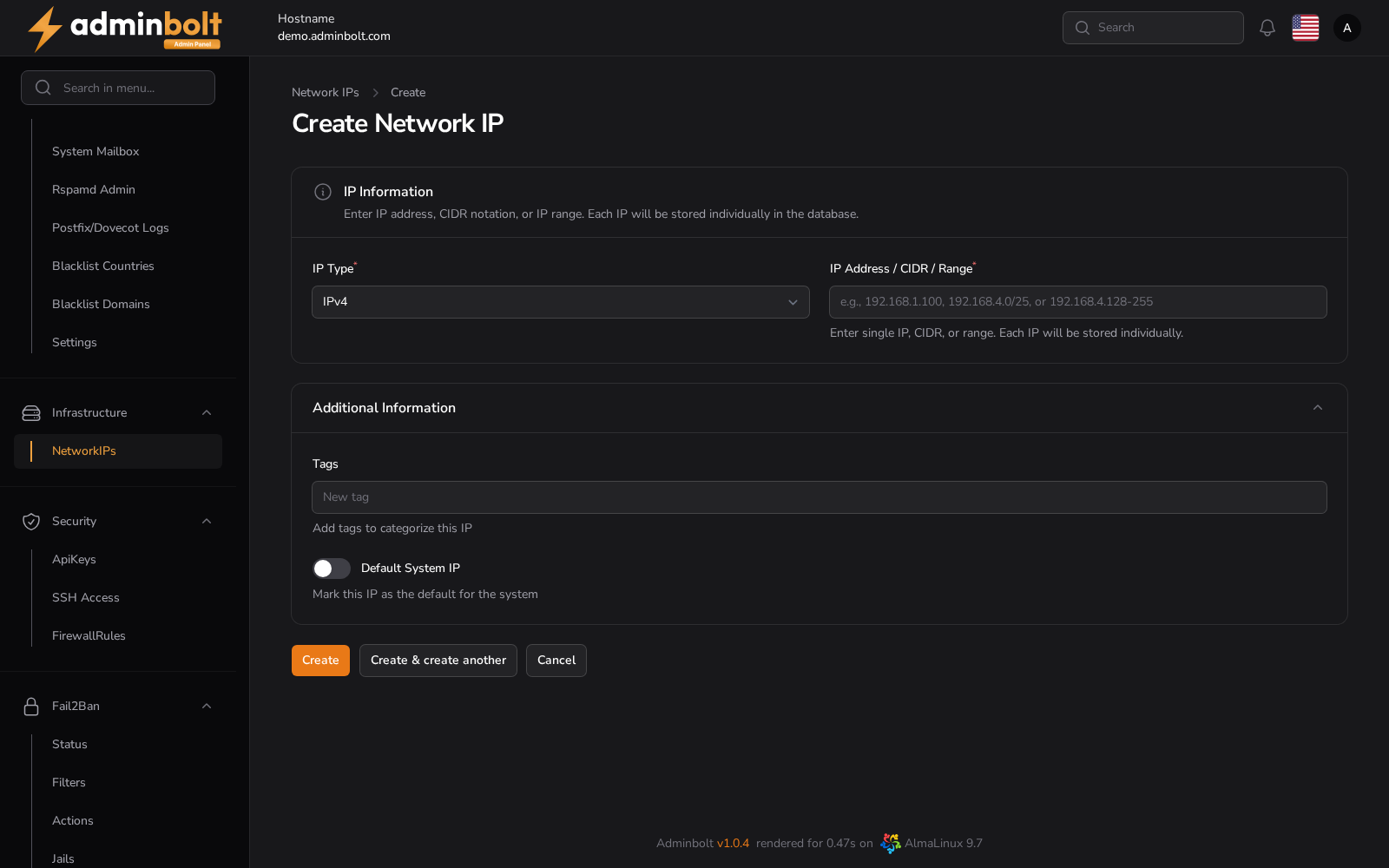 Create Network IP