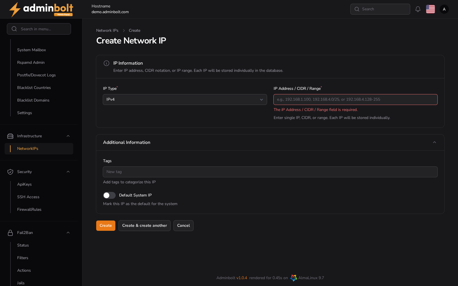 Create Network IP