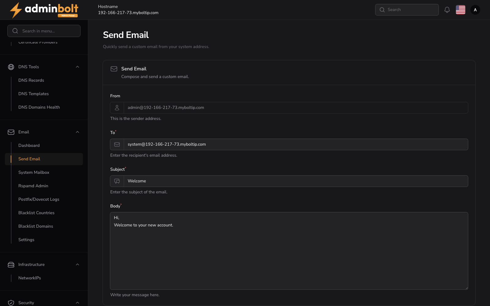 Send Email Interface