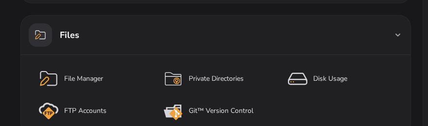 Files section on the client dashboard
