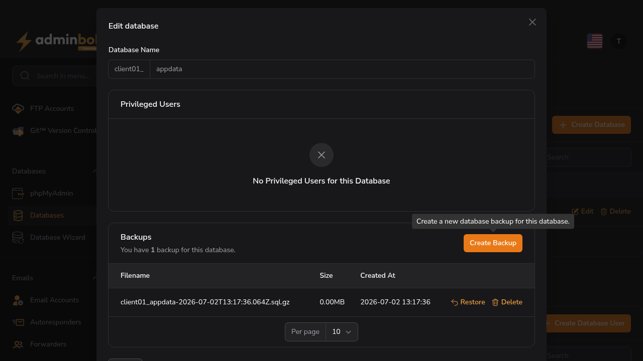 Database Backups