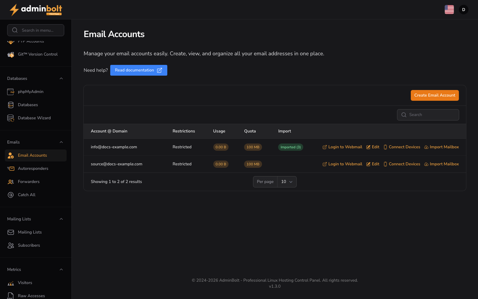 Email Accounts