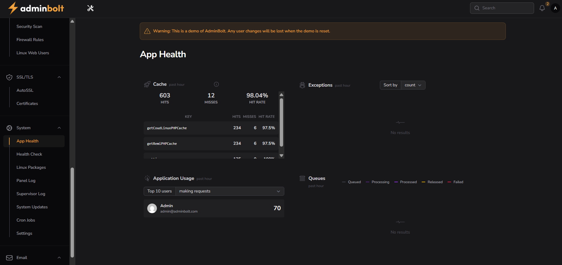 App Health Interface