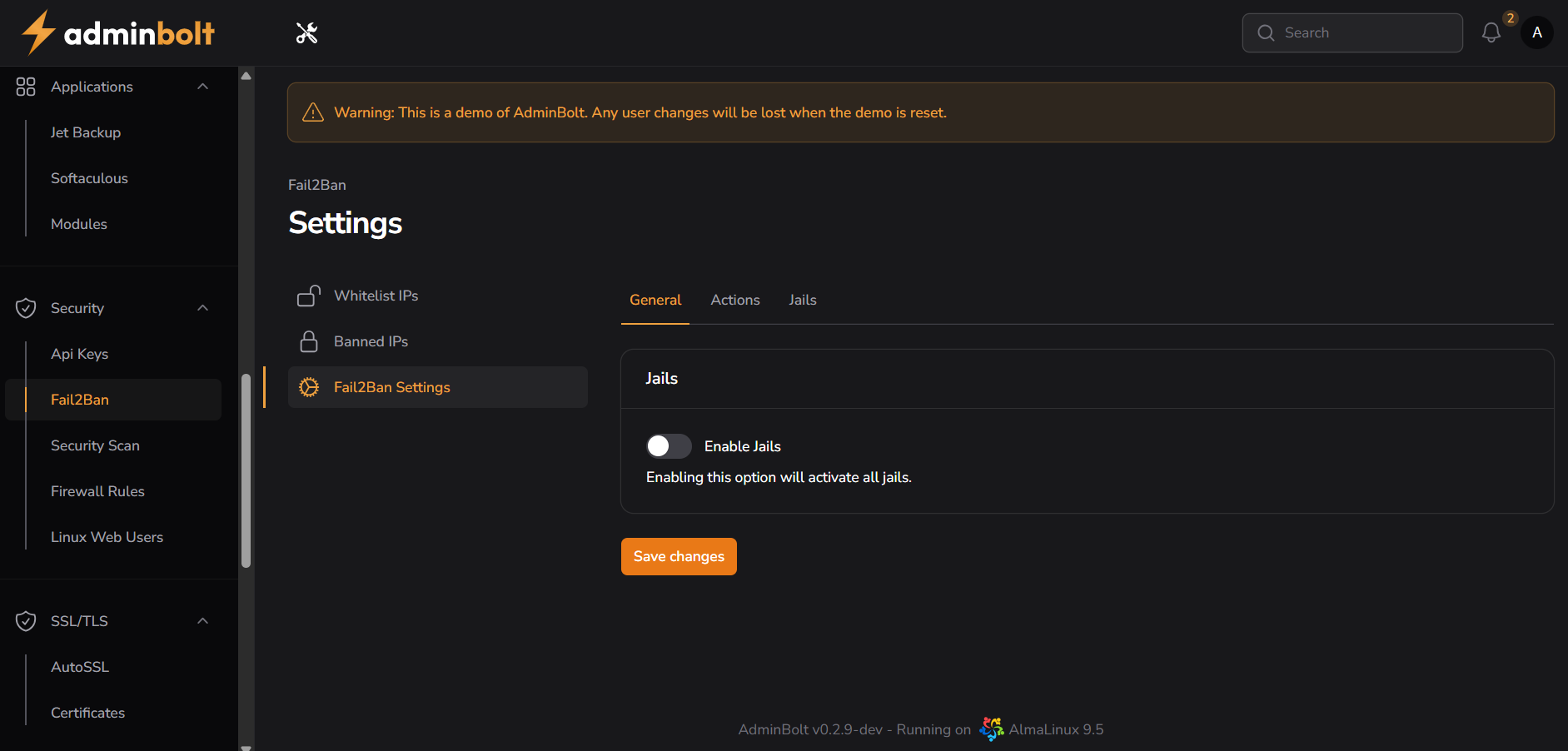 Fail2Ban Settings Interface