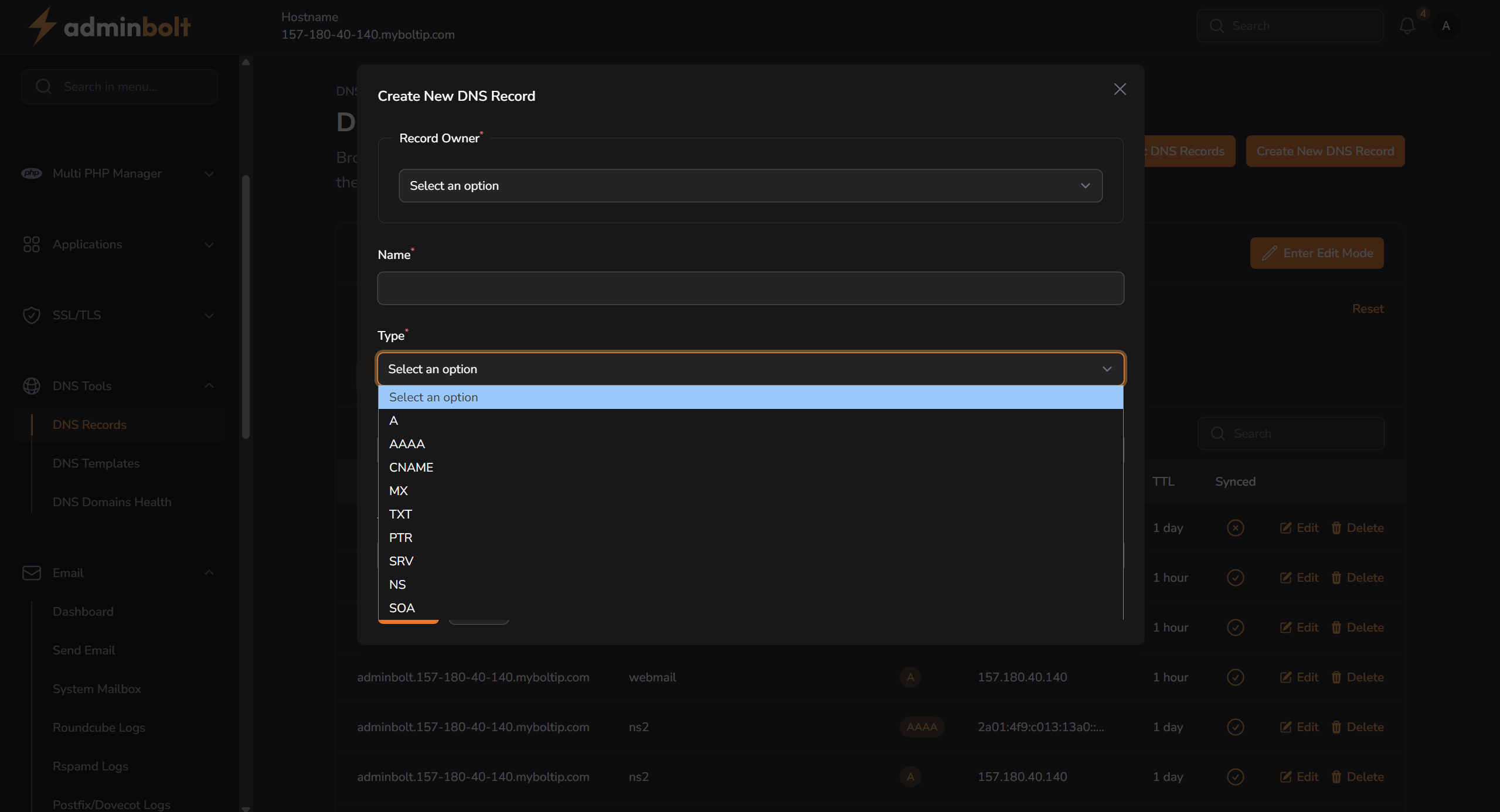 Record Type Dropdown