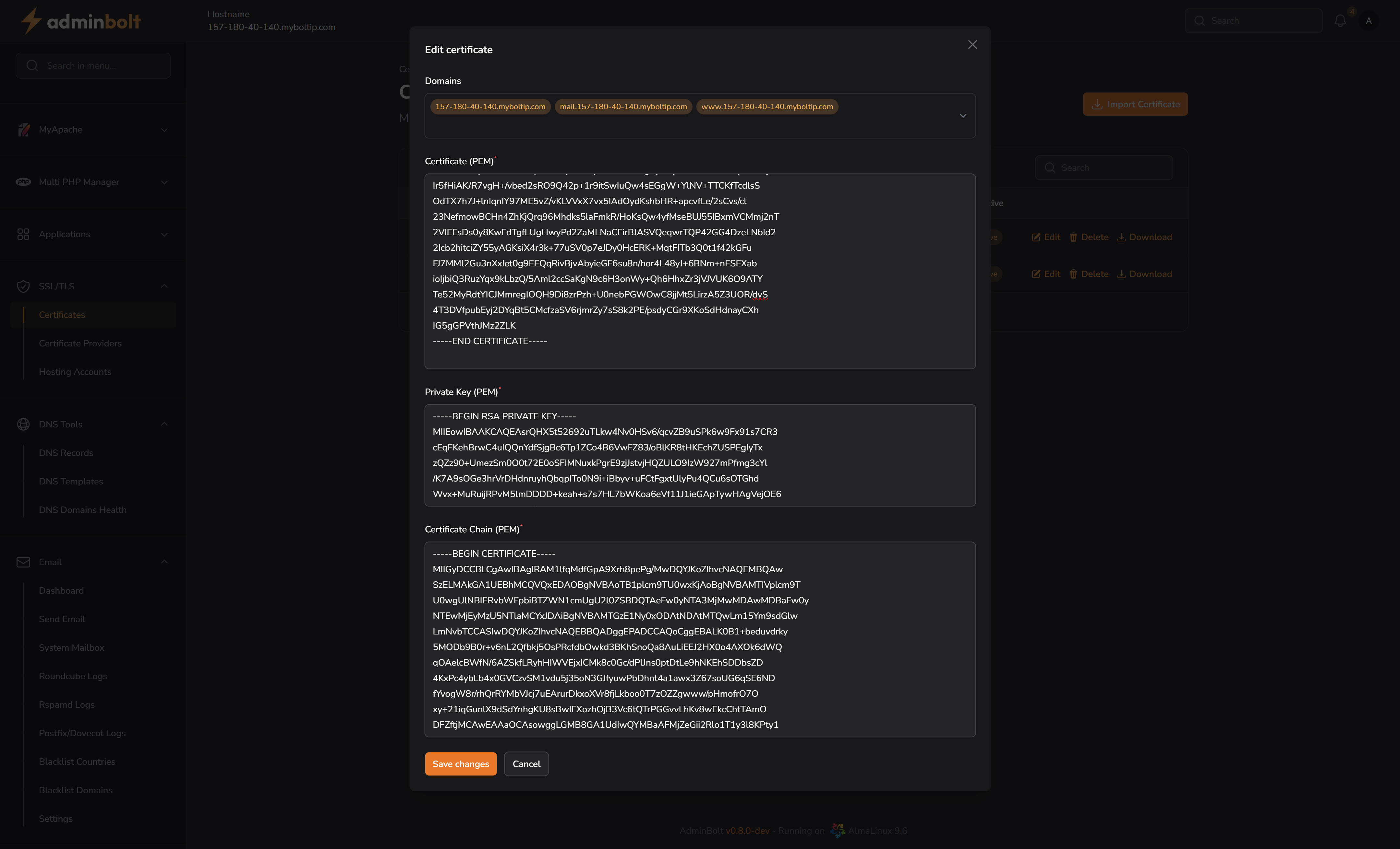 Edit Certificate Modal