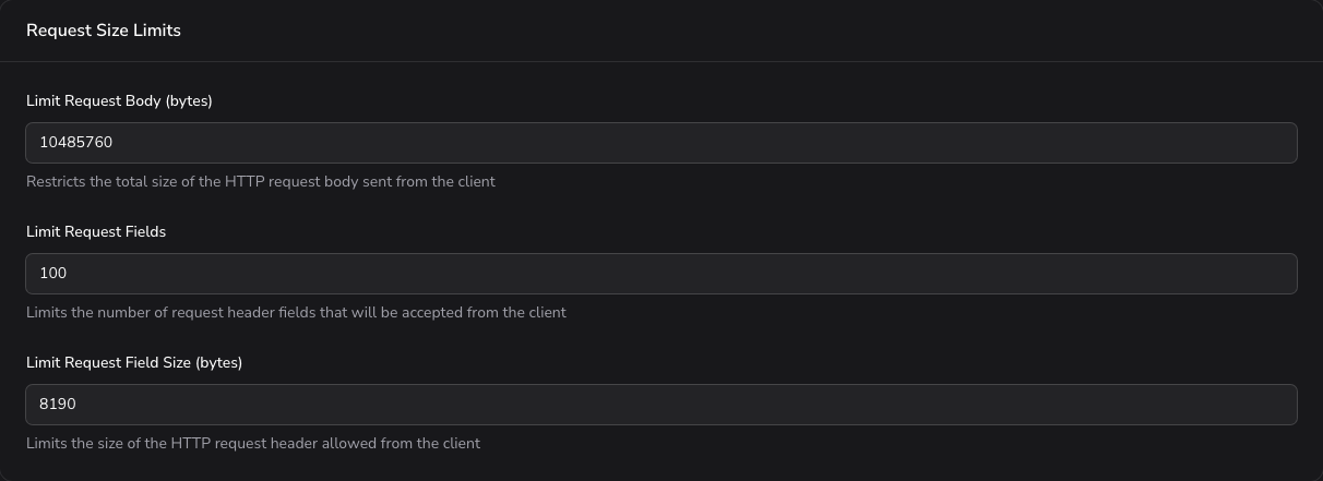 Request Limits tab