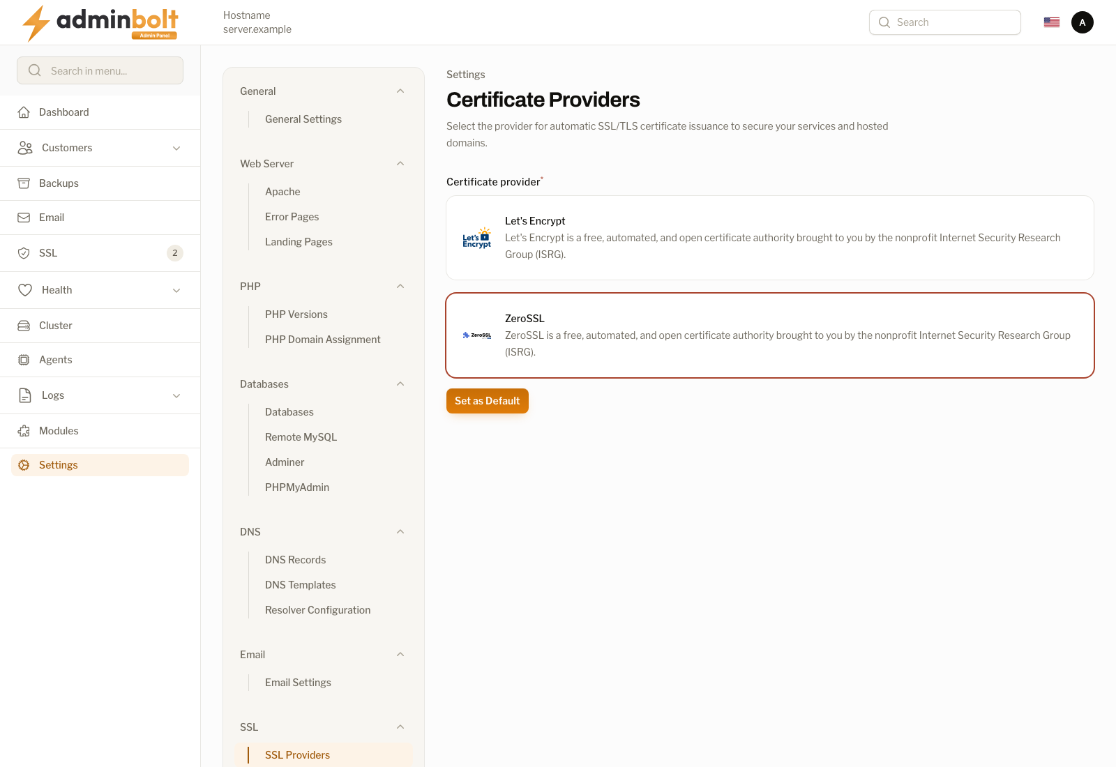 Certificate Providers