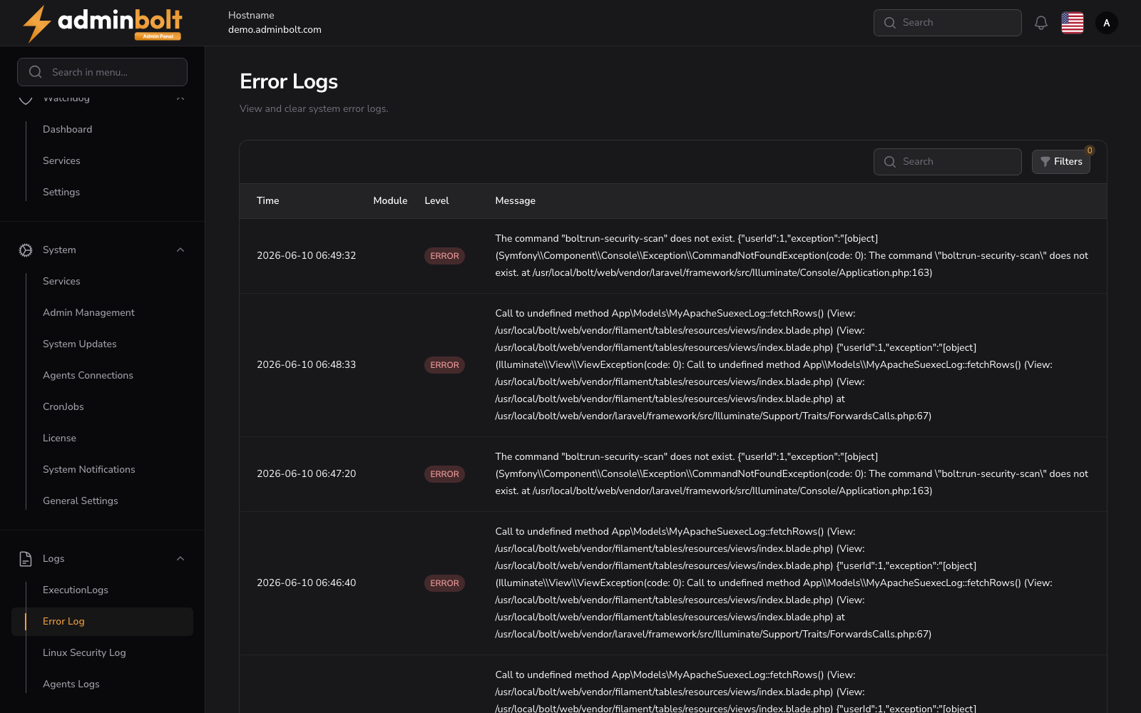 Error Log Page