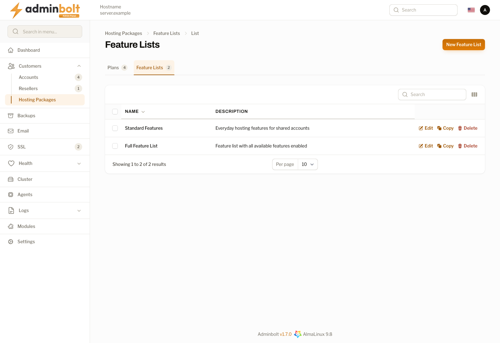 Feature Lists