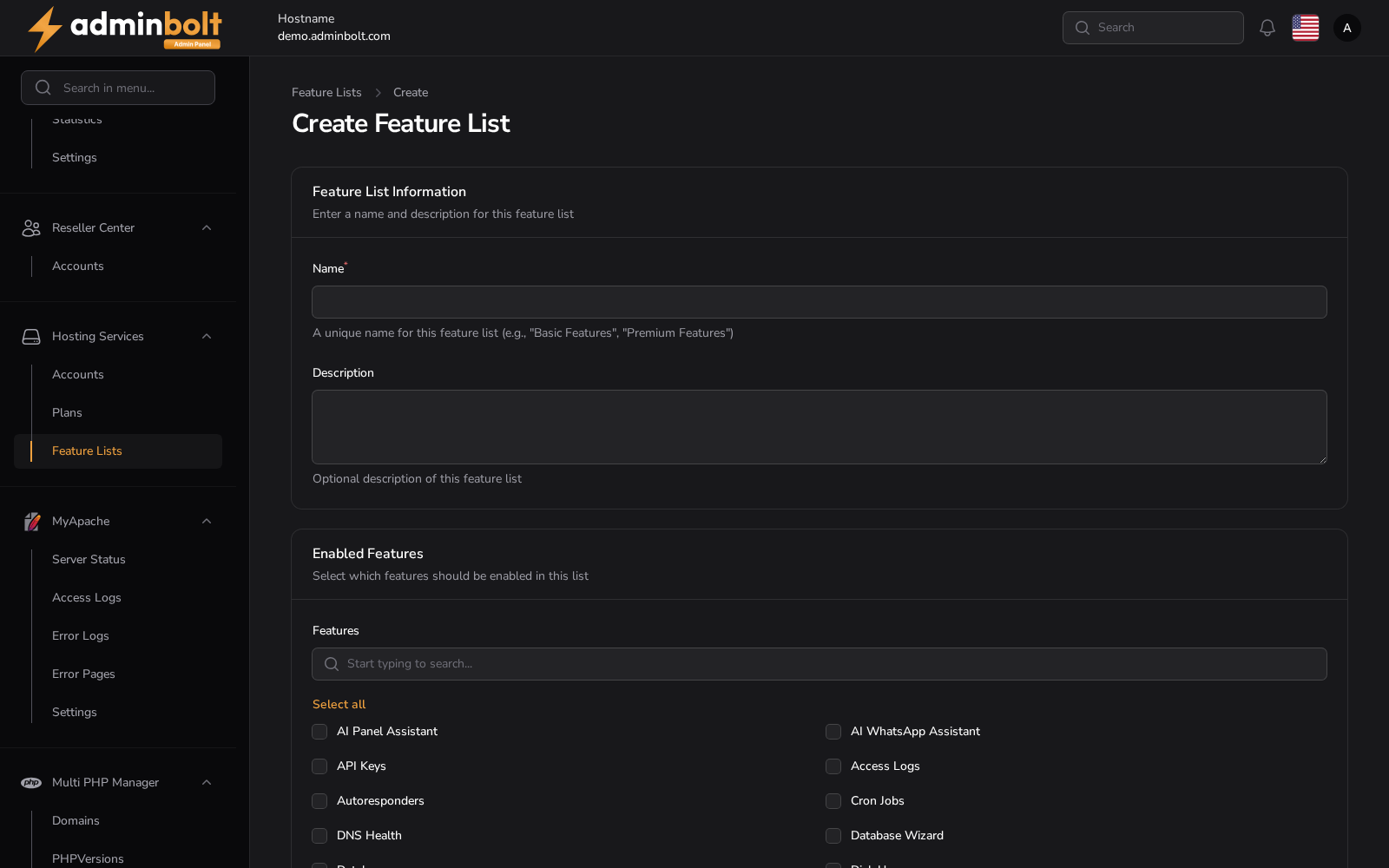 Create Feature List