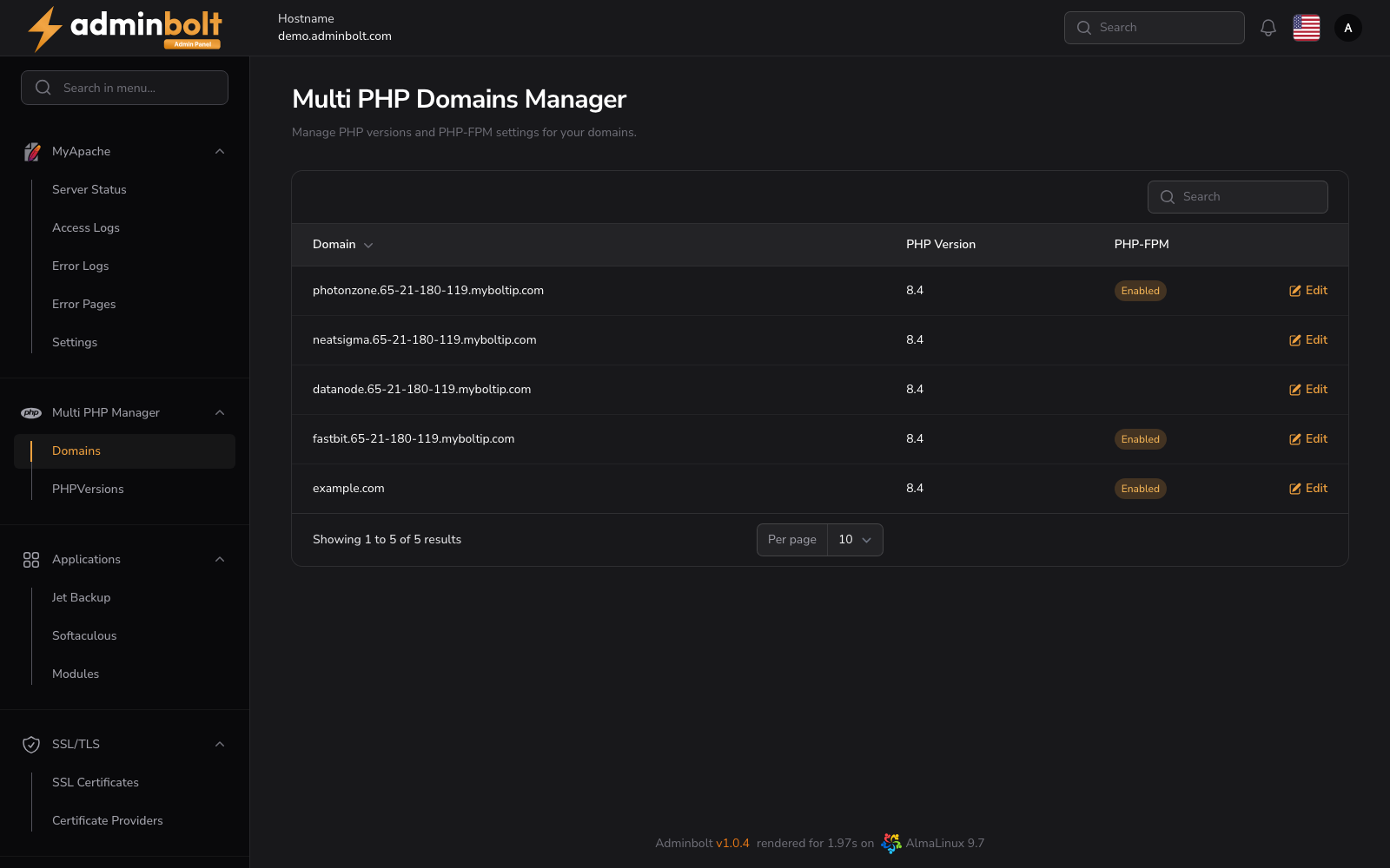 Multi PHP Domains Manager