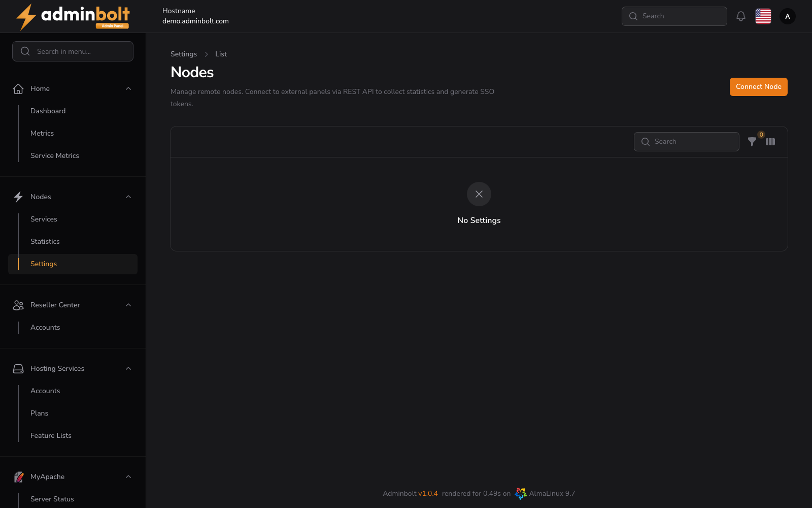 Nodes — Settings