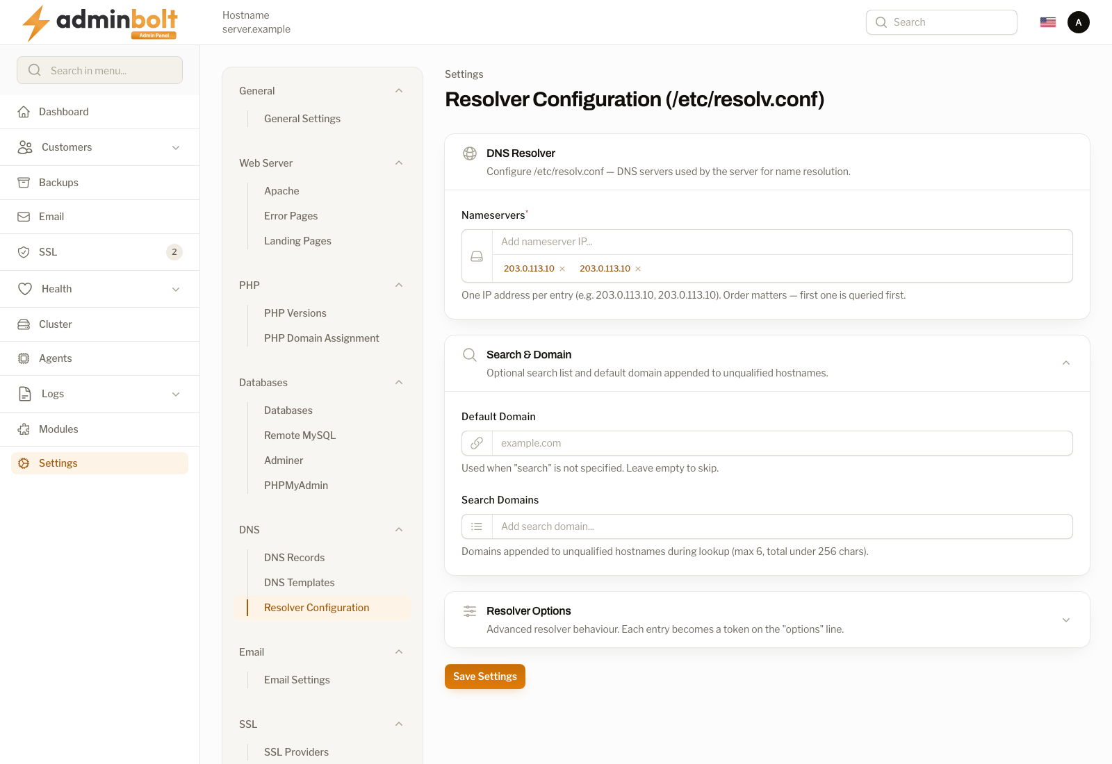 Resolver Configuration