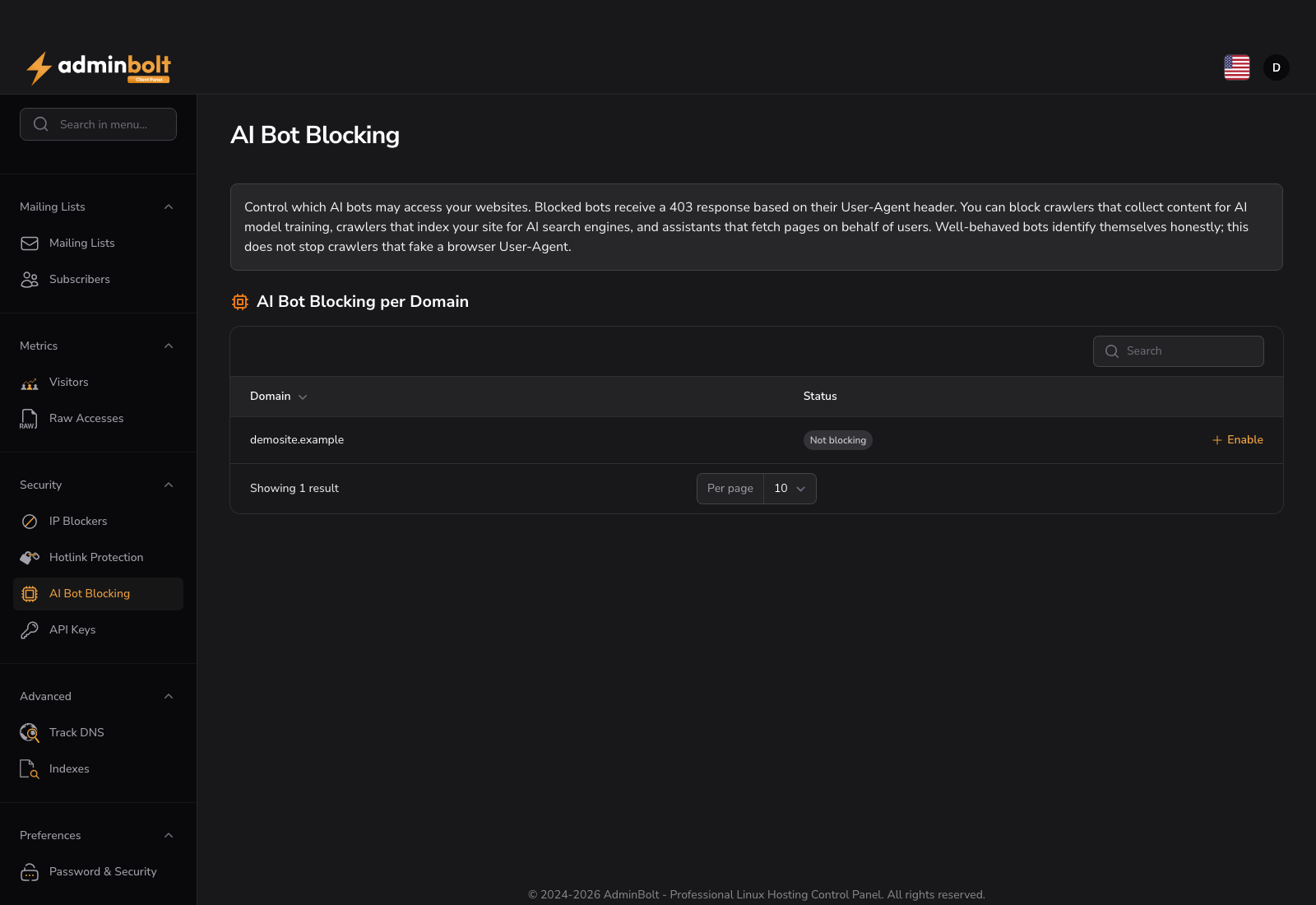 AI Bot Blocking