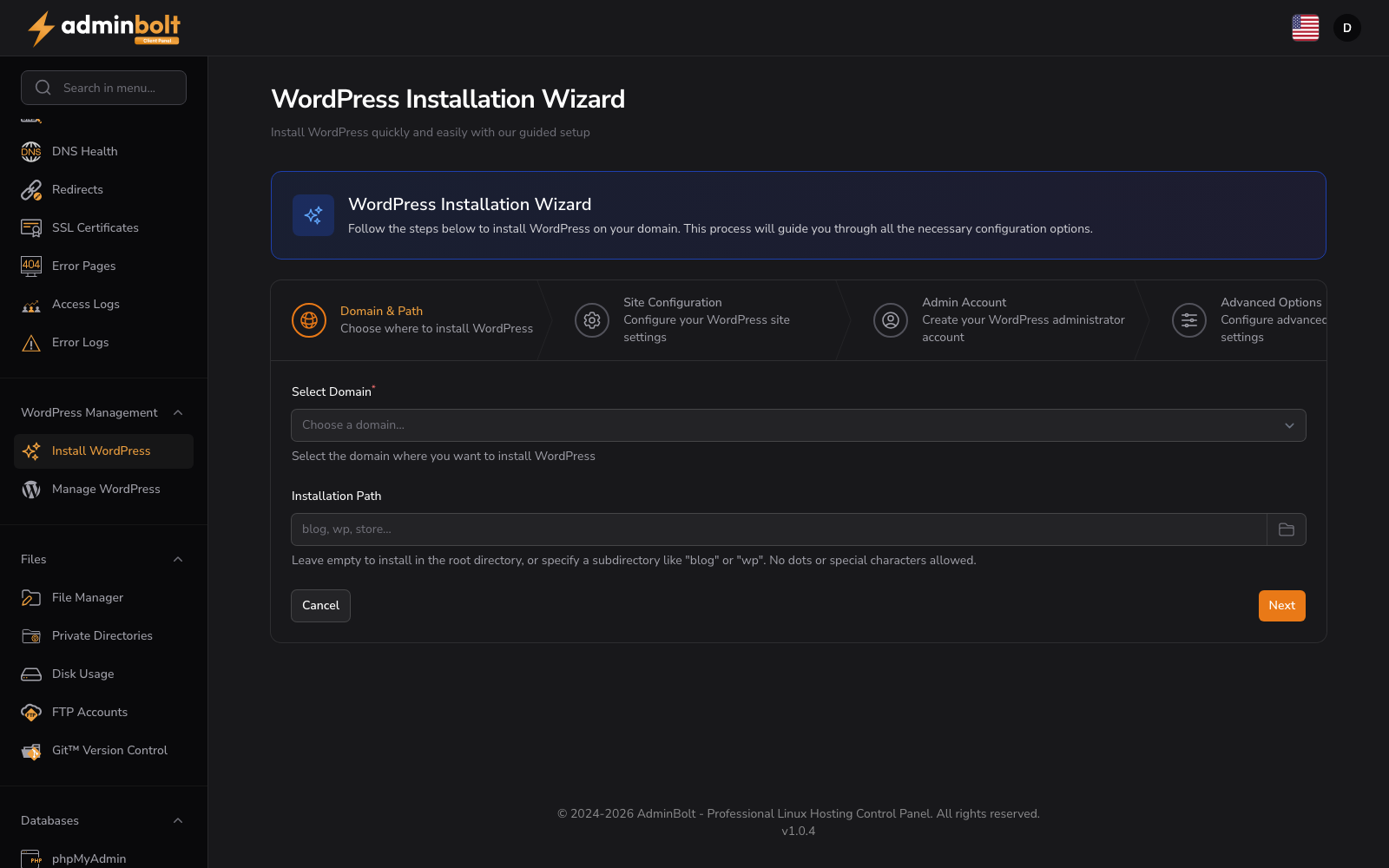 WordPress Installation Wizard