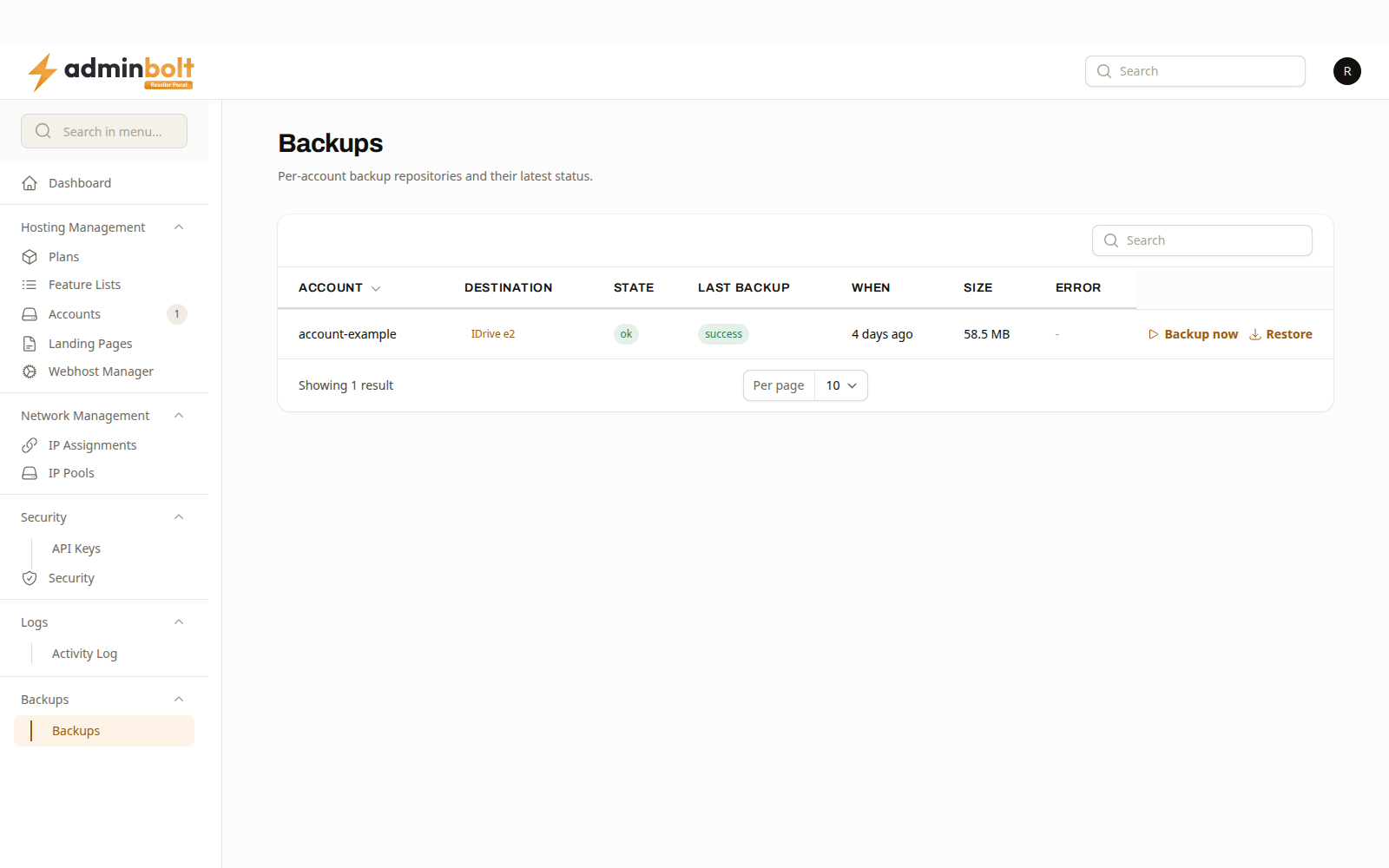The reseller backup list