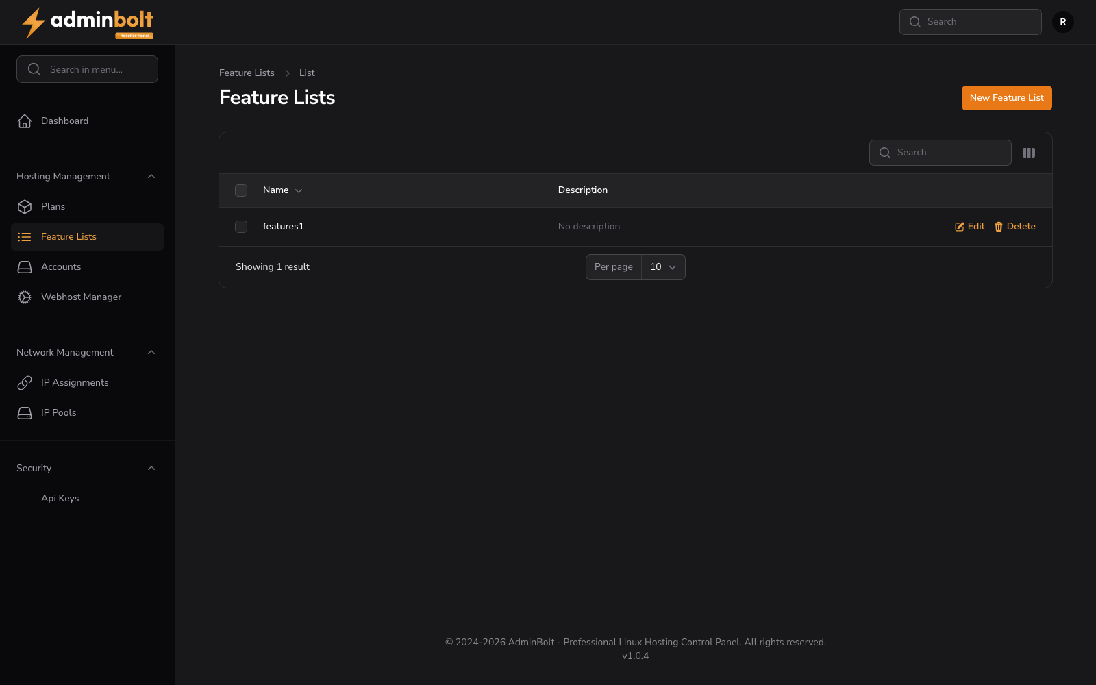 Feature Lists