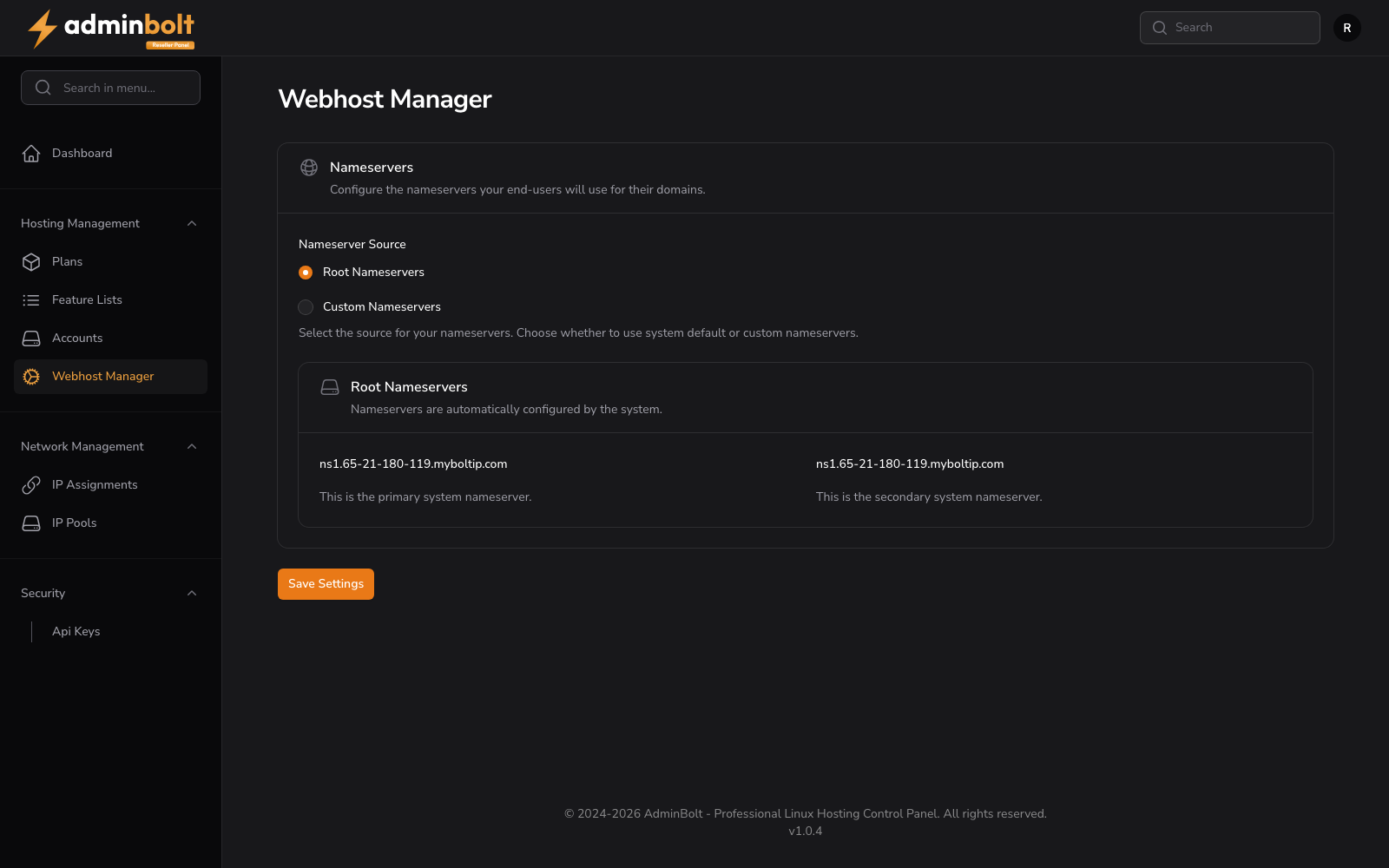 Webhost Manager