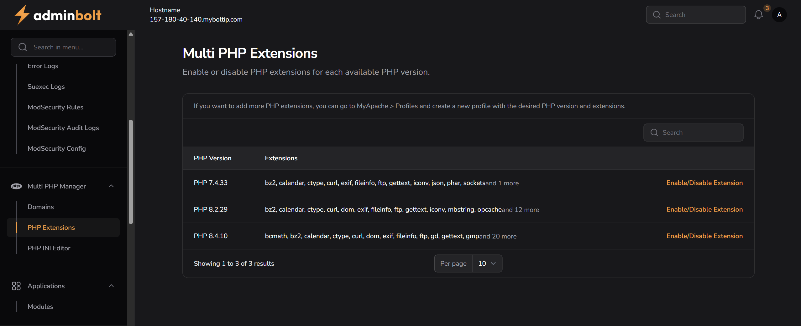 Multi PHP Extensions