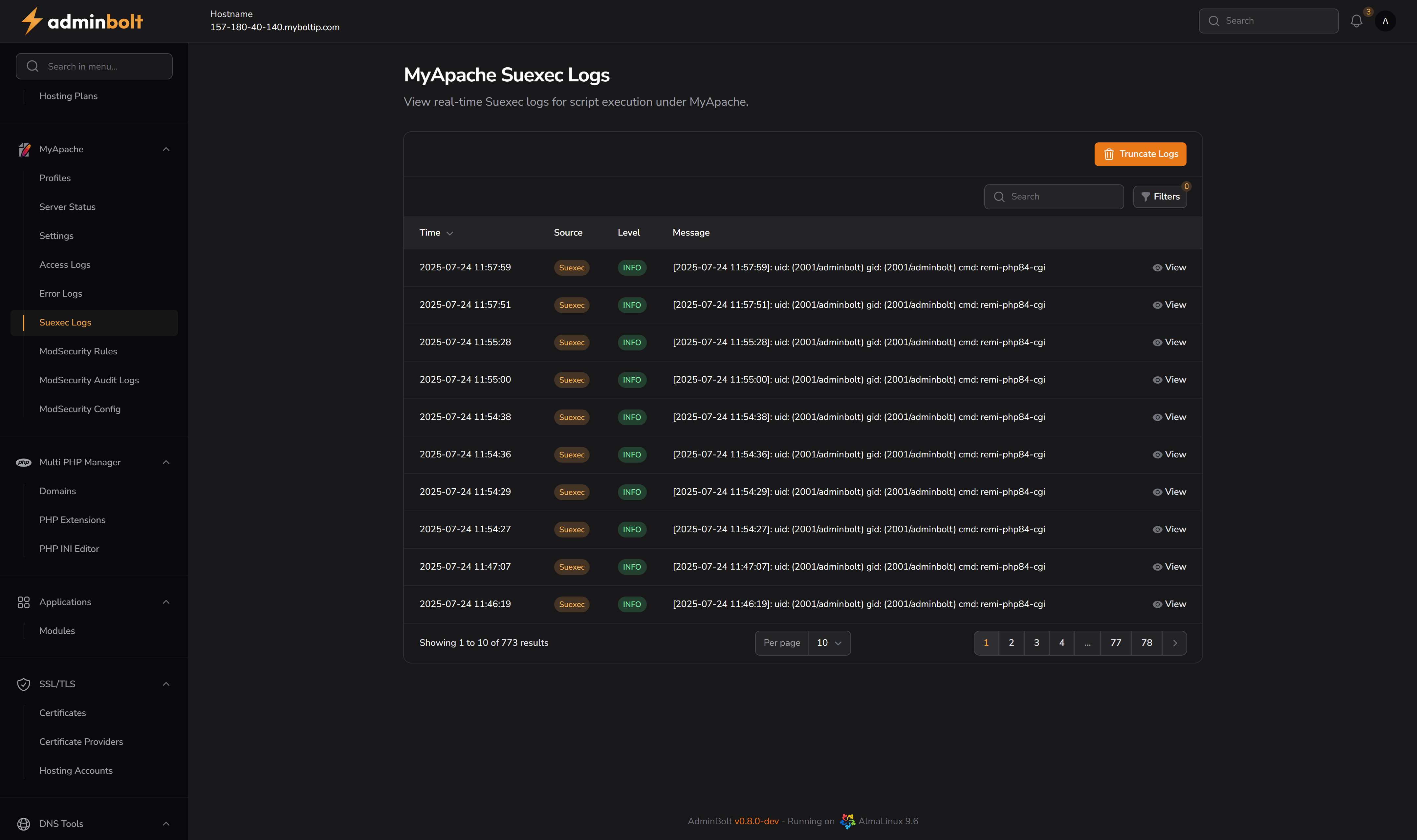 MyApache Suexec Logs