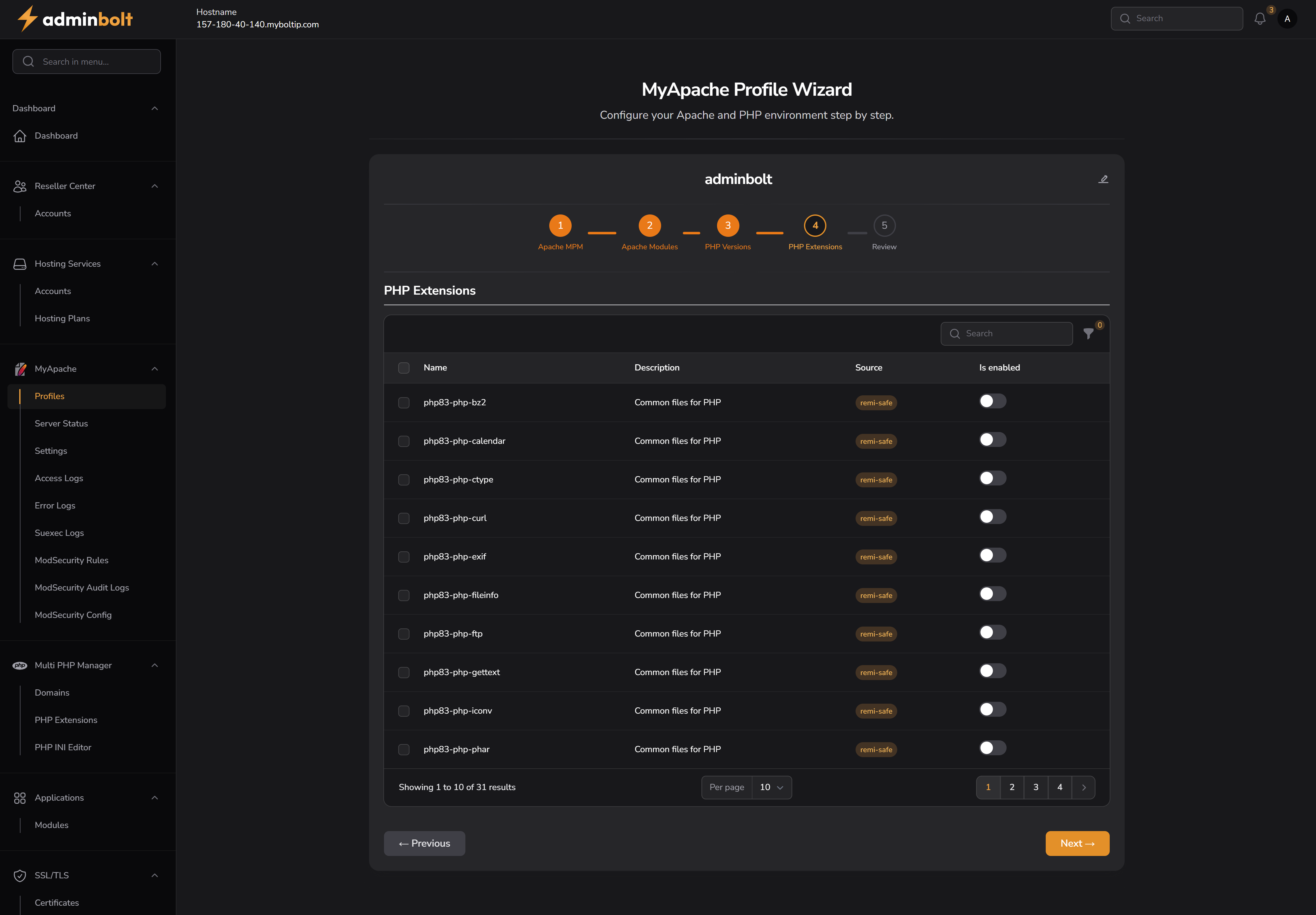 MyApache PHP Extensions