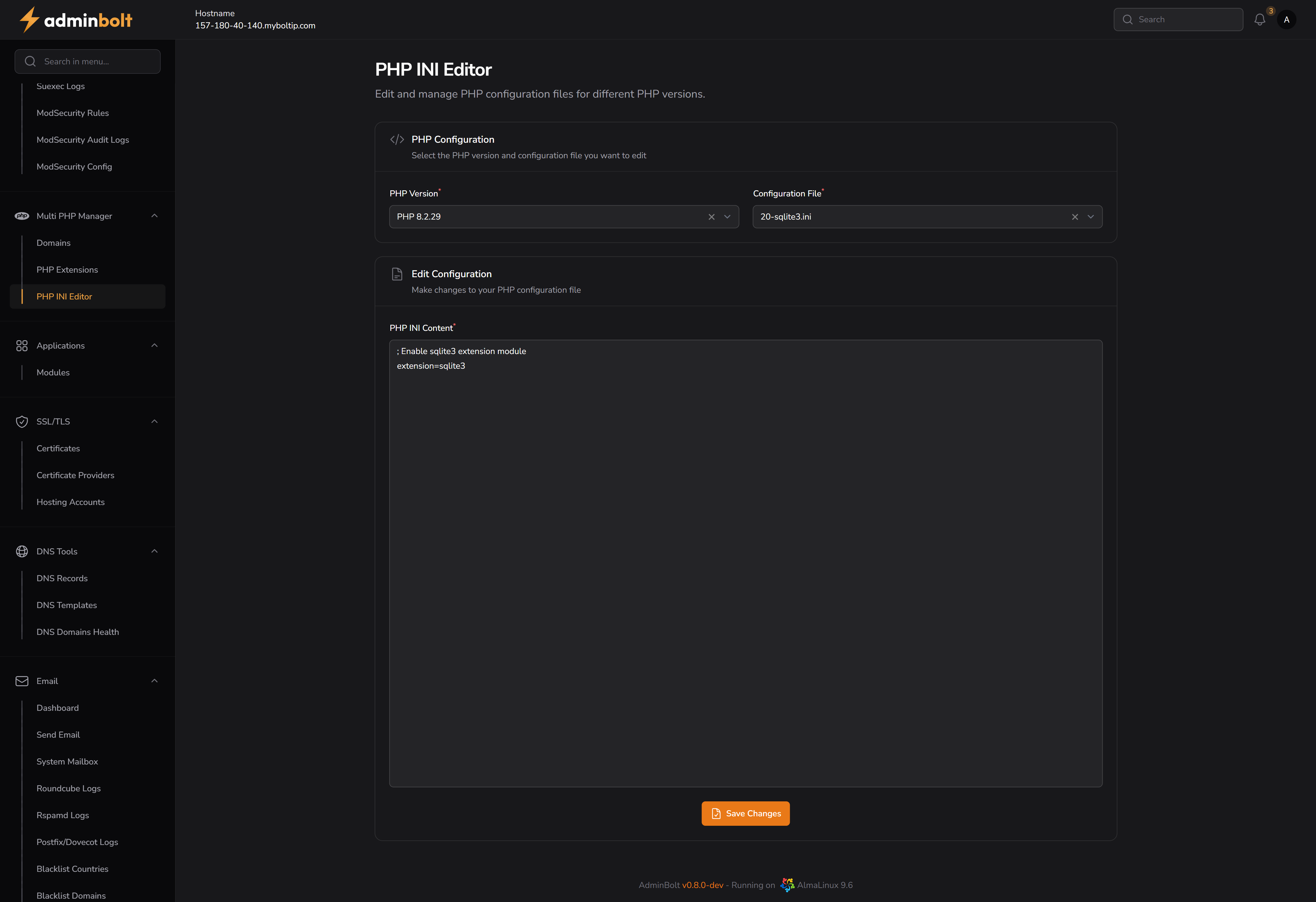 PHP Version and INI File Selection