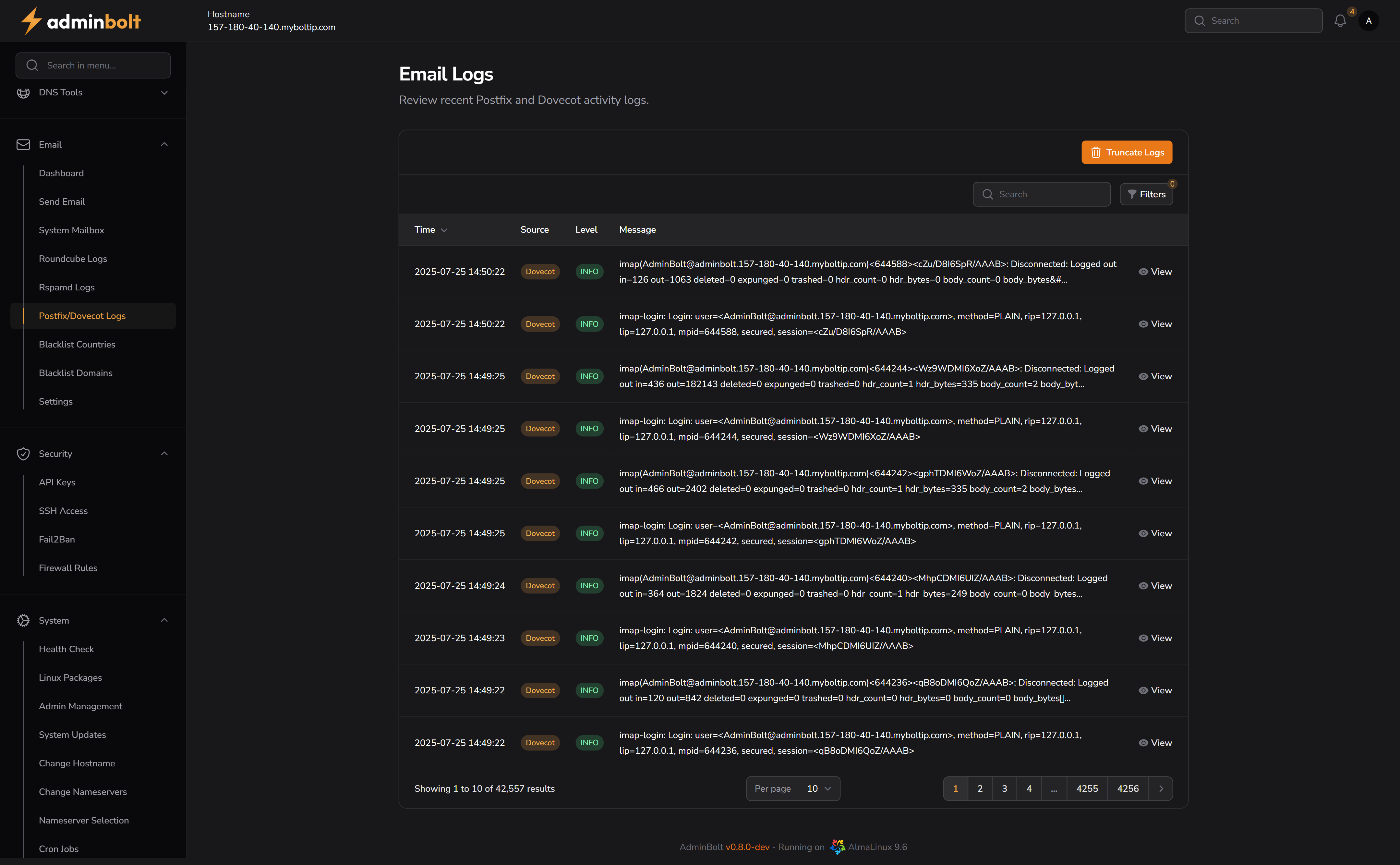Postfix Dovecot Logs