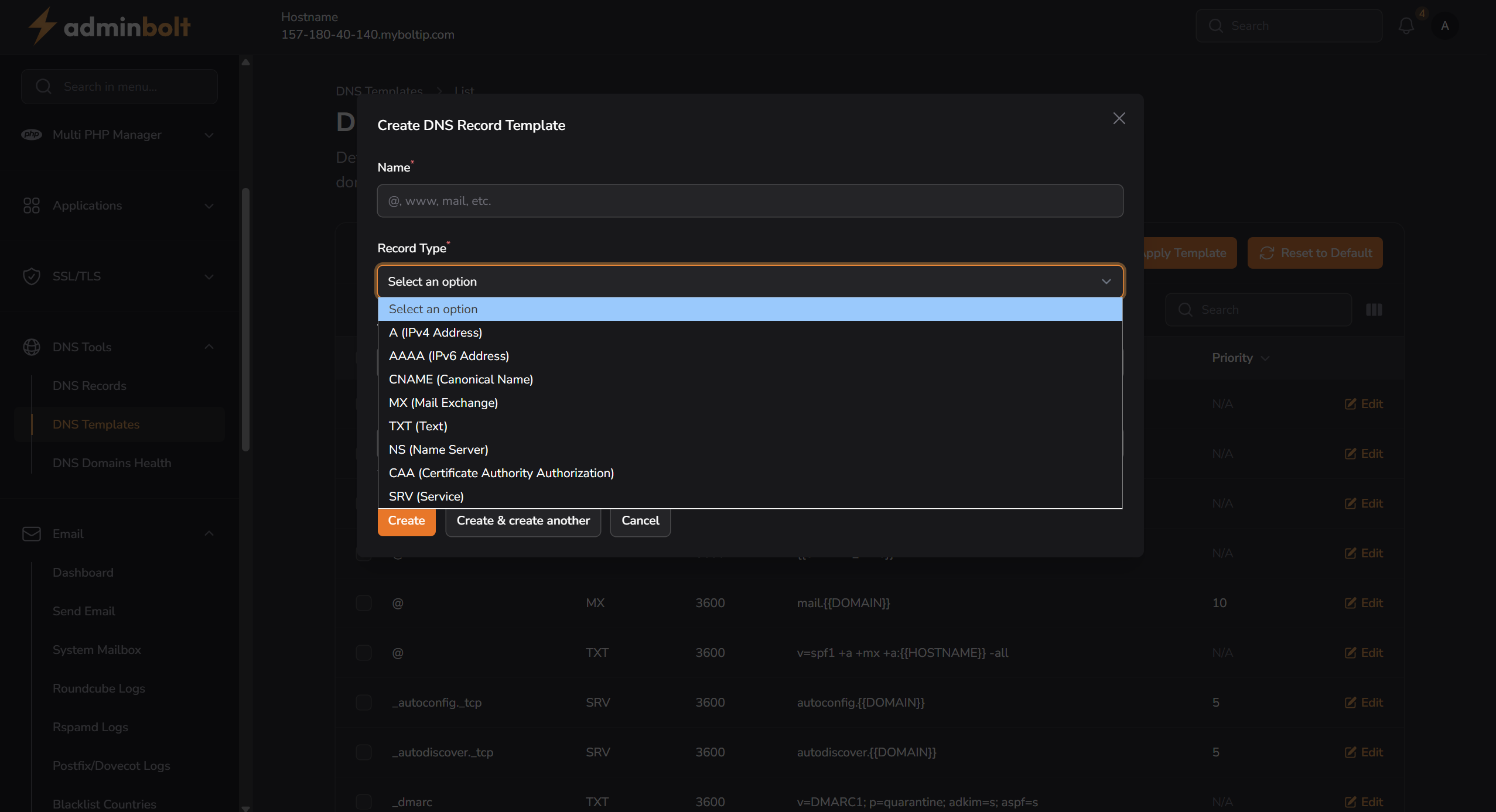 Record Type Dropdown