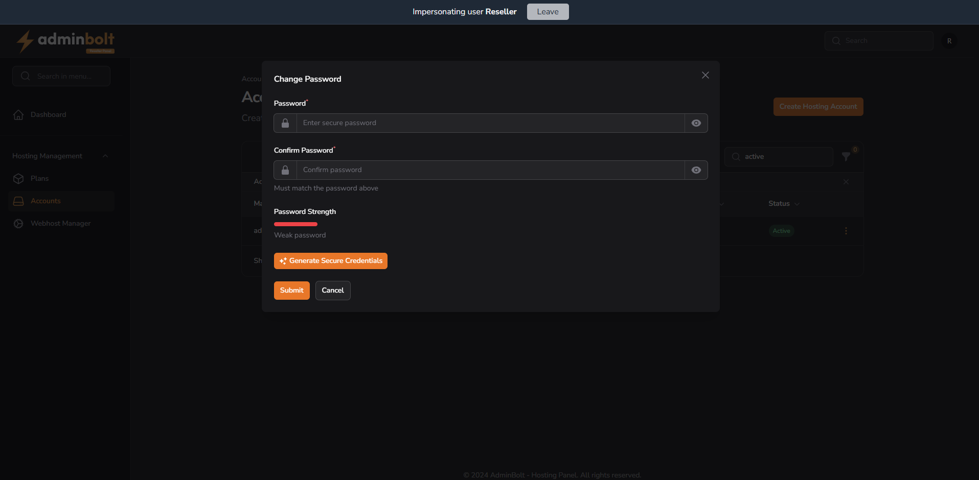 Change Password Modal