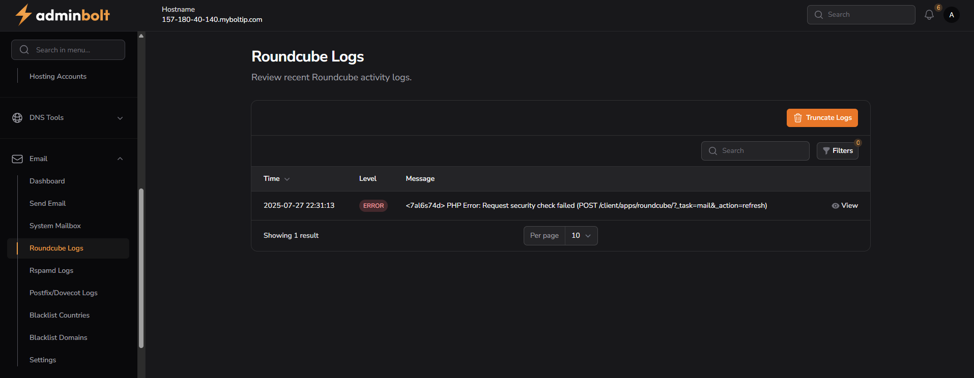 Roundcube Logs Overview