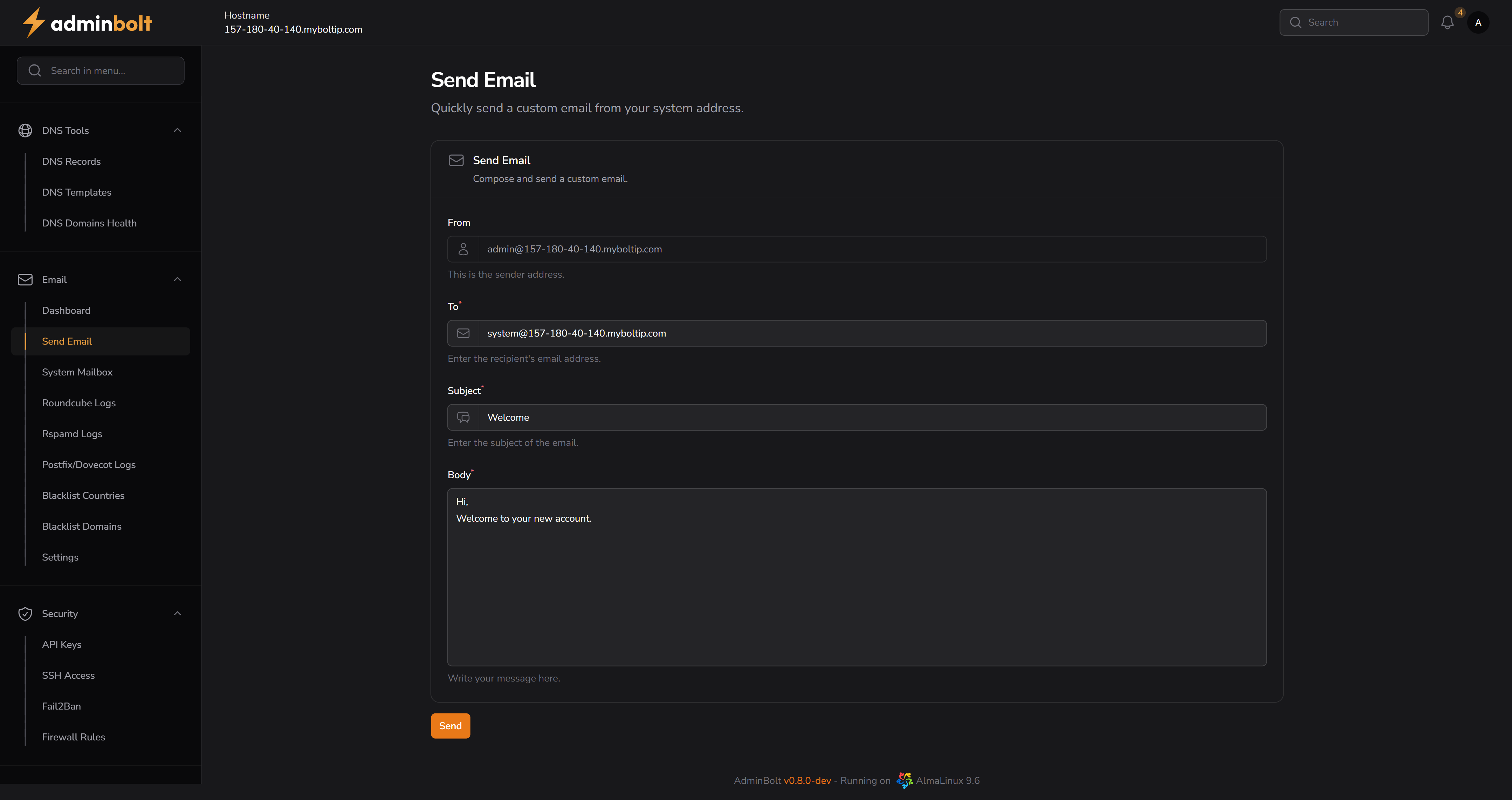 Send Email Interface